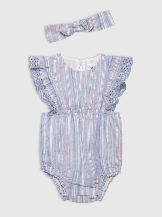 Mavi Denim Işlemeli Tulum