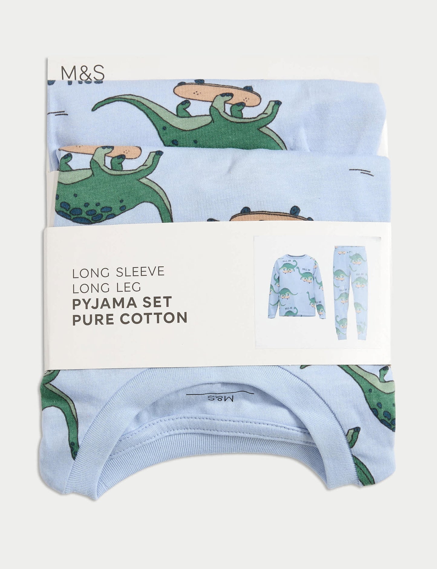 Saf Pamuklu Dinozor Desenli Pijama (1–8 Yaş)