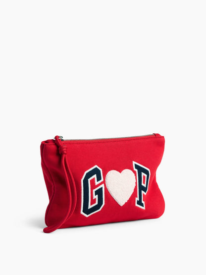 Kırmızı Kalp Baskılı Pouch