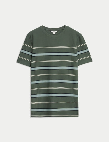 Saf Pamuklu Çizgili T-shirt