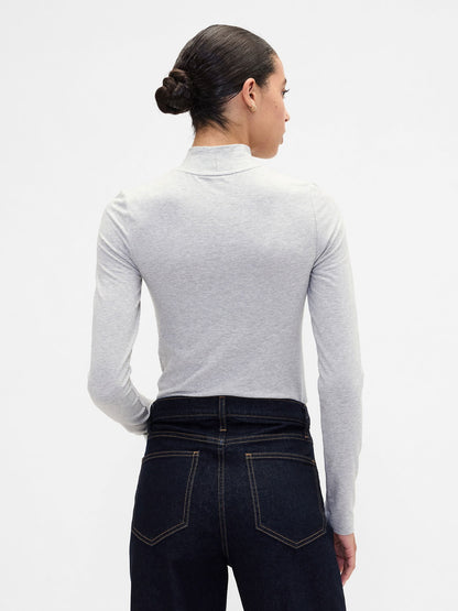 Gri Crop Gap Logo Mockneck T-shirt