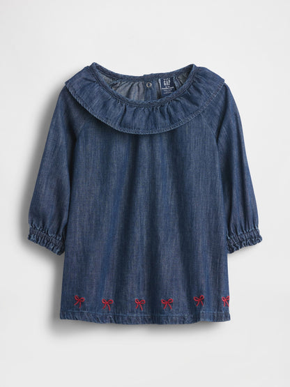 Mavi Denim Volanlı Yaka Elbise