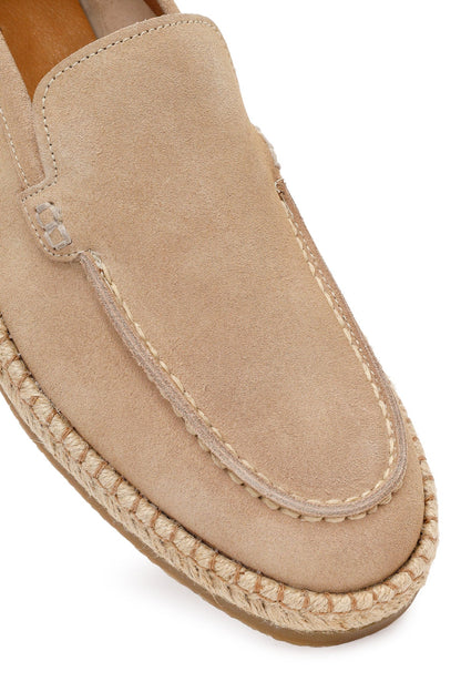 Erkek Bej Süet Deri Casual Loafer
