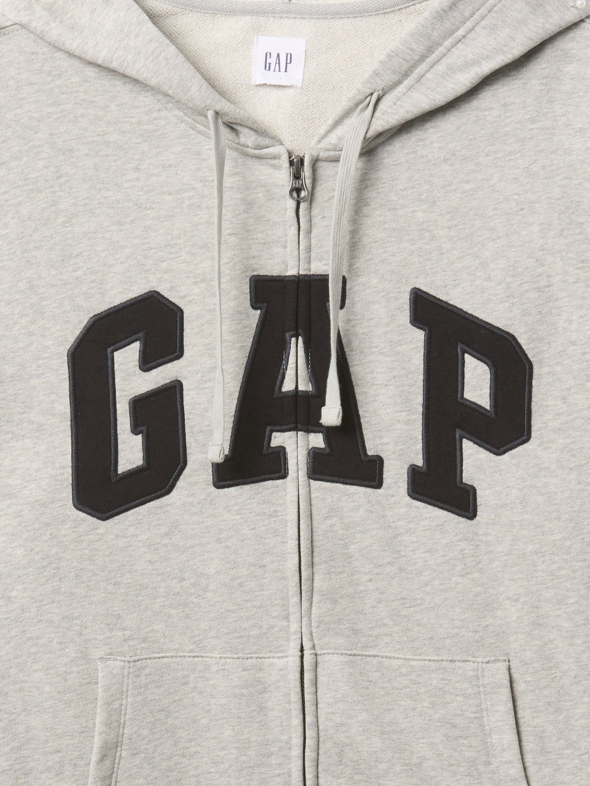 Gri Gap Logo Fermuarlı Fransız Havlu Kumaş Sweatshirt