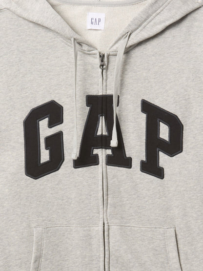 Gri Gap Logo Fermuarlı Fransız Havlu Kumaş Sweatshirt