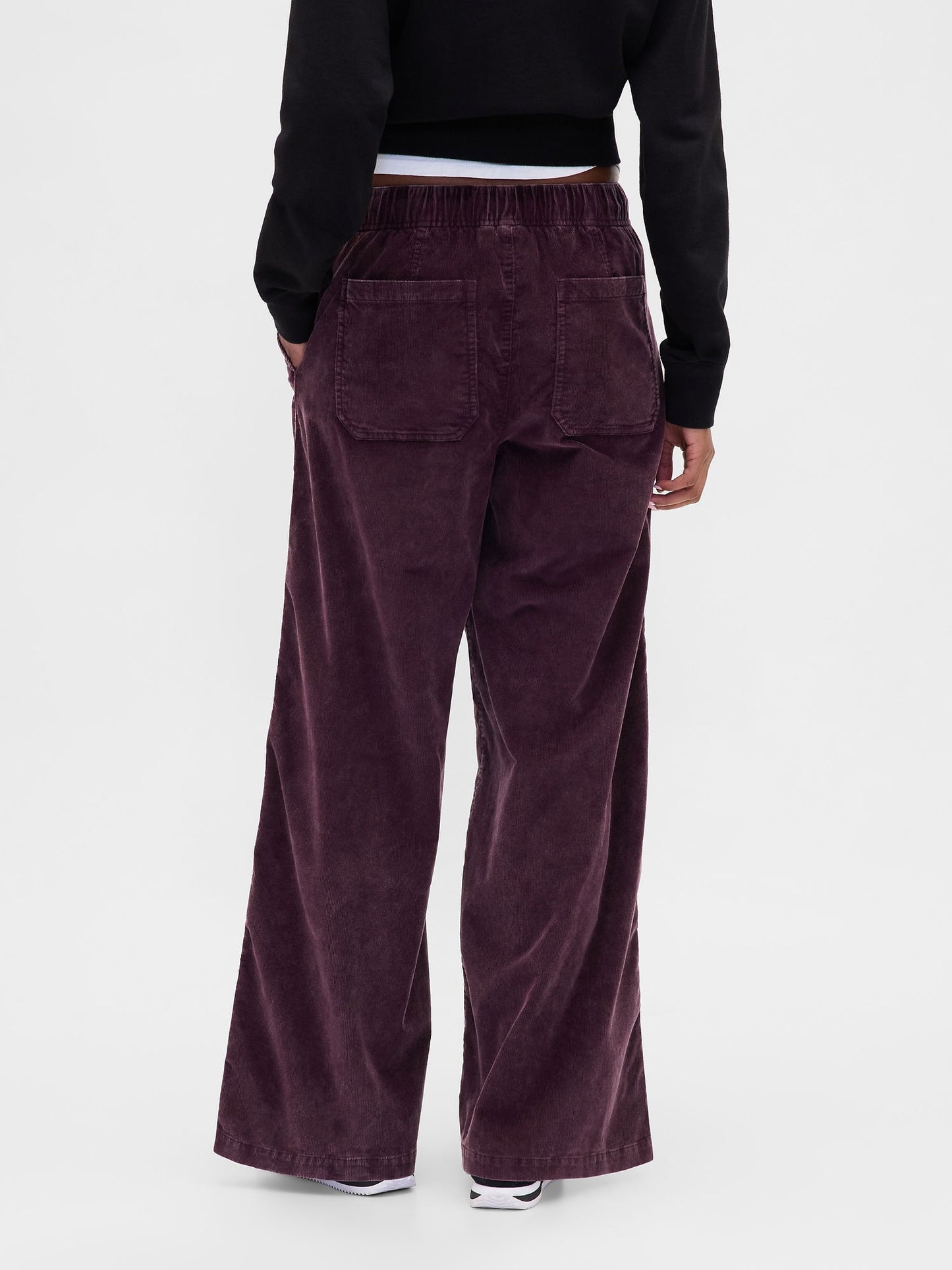 Bordo Mid Rise Corduroy Baggy Pantolon