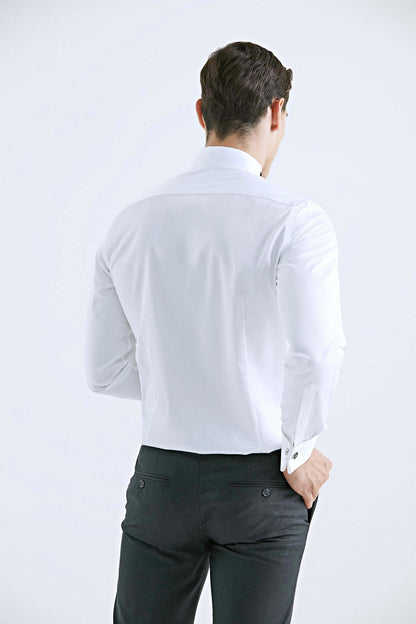 Damat Slim Fit Beyaz Düz %100 Pamuk Nano Care Smokin Gömlek