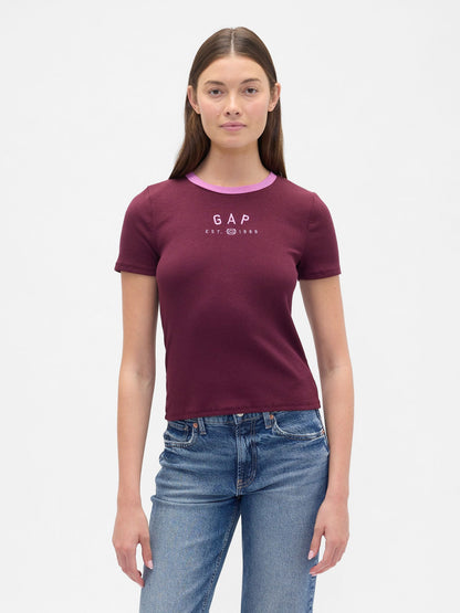 Bordo Modern Gap Logo Crop T-shirt