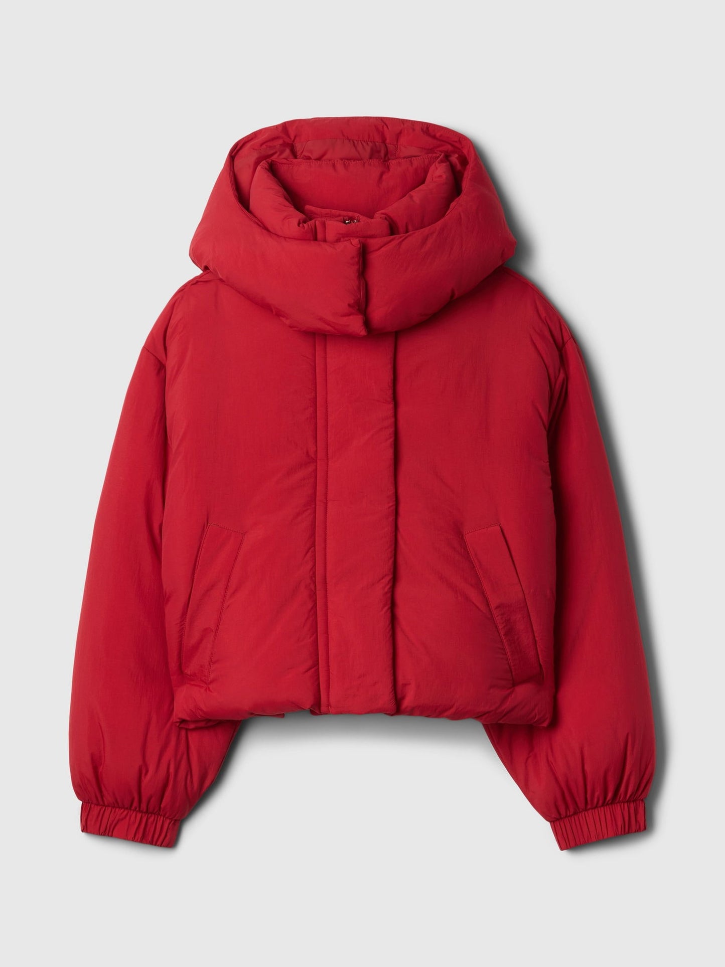 Kırmızı Crop Puffer Mont