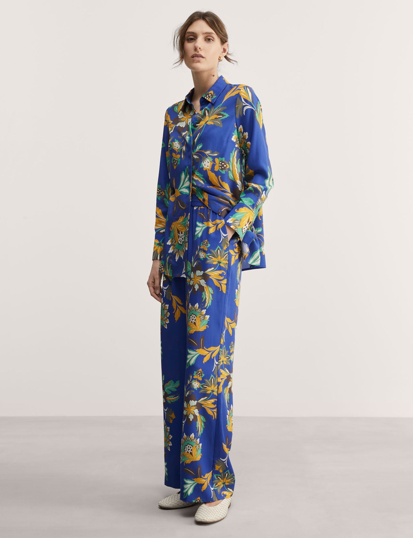Jaeger Saf Lyocell™ Çiçek Desenli Wide Leg Pantolon