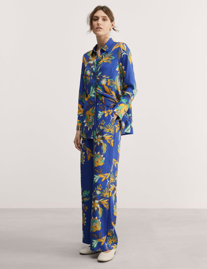 Jaeger Saf Lyocell™ Çiçek Desenli Wide Leg Pantolon