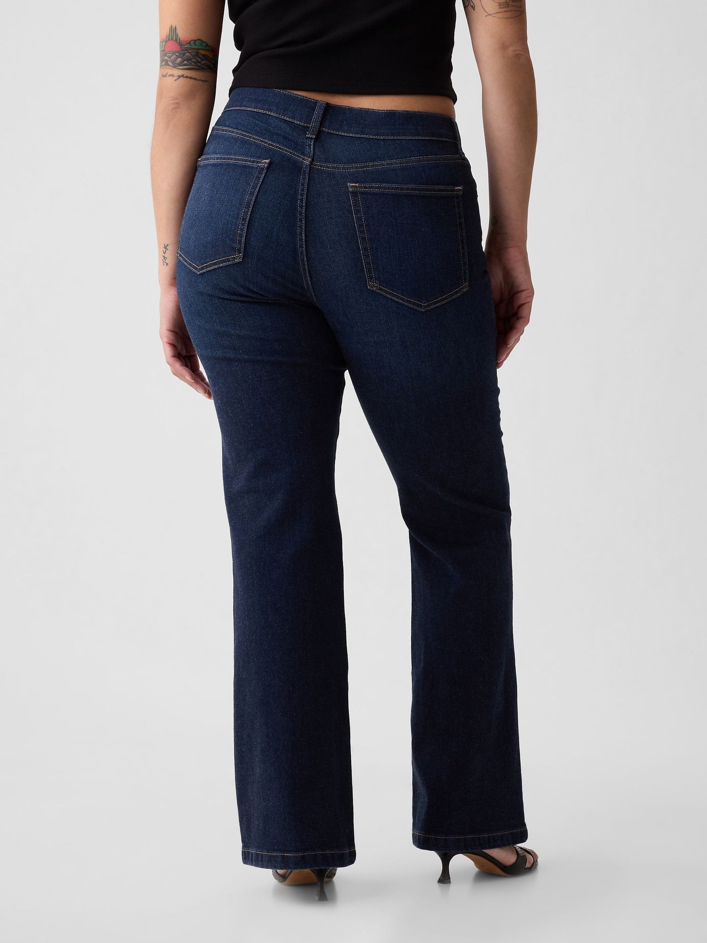 Koyu Mavi High Rise '70s Flare Jean Pantolon