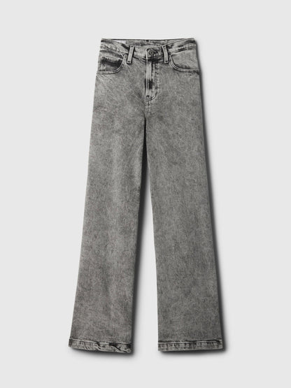 Siyah High Rise Stride Wide-leg Jean Pantolon