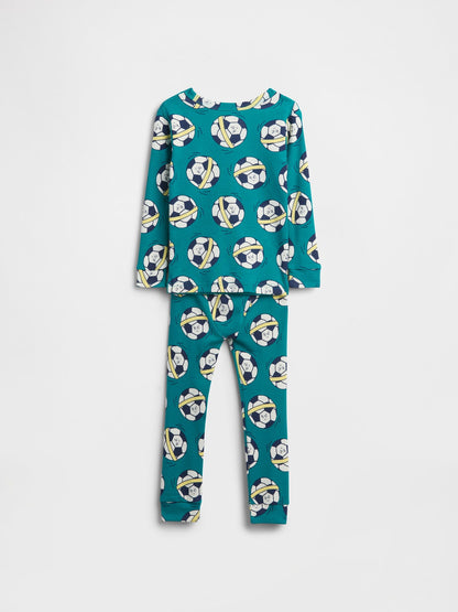 Yeşil %100 Organik Brushed Pamuk Pijama Takımı