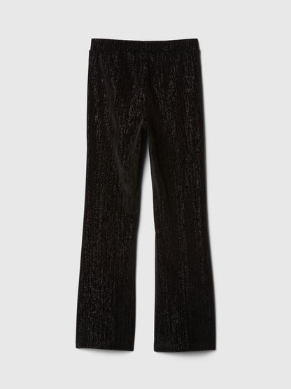 Siyah Parlak Kadife Flare Legging Tayt