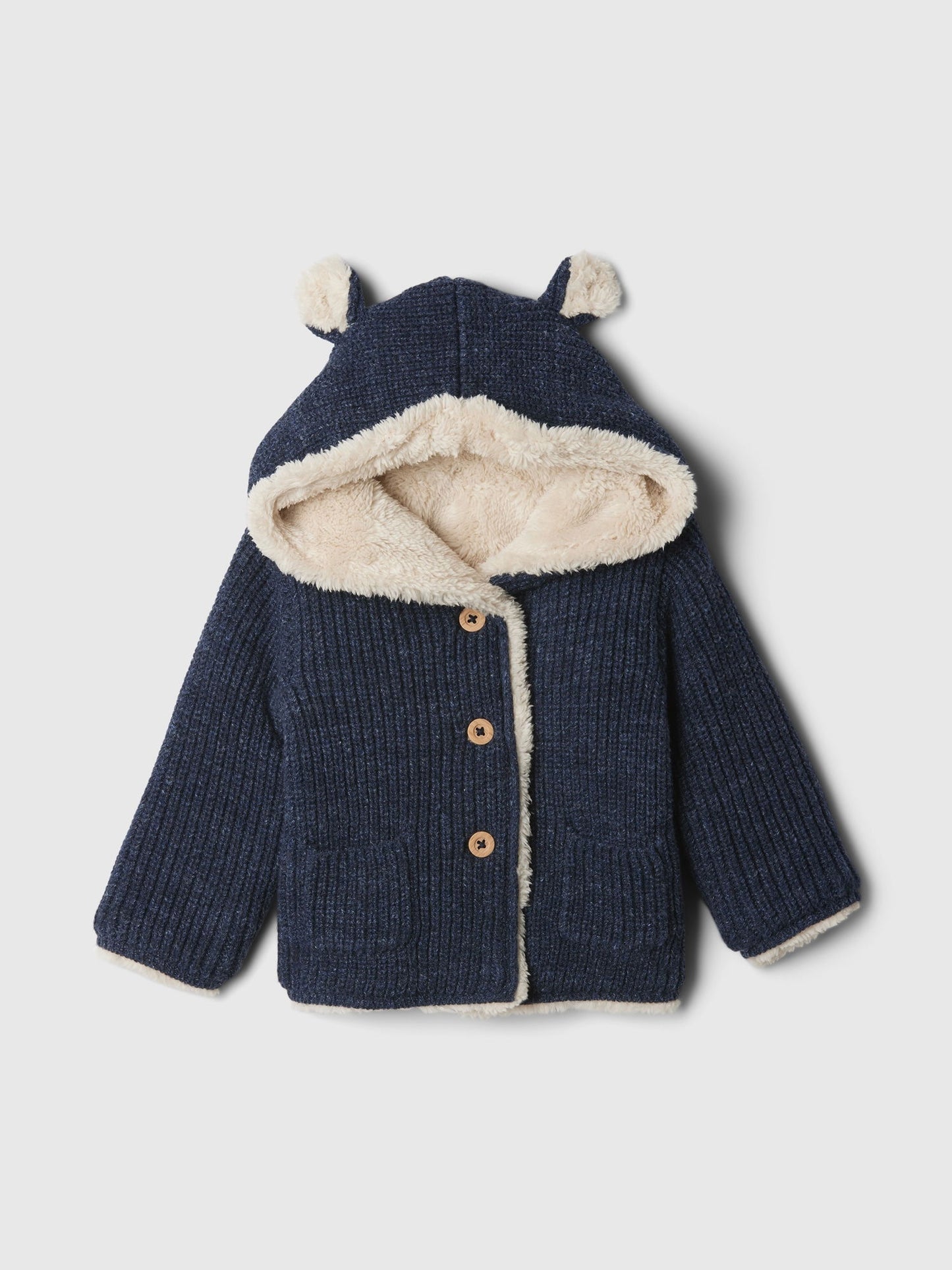 Mavi Cozy Ayıcık Detaylı Hırka