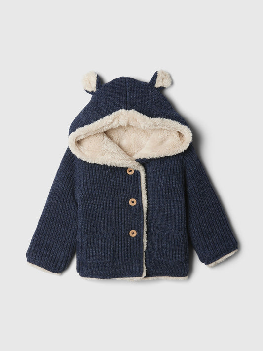 Mavi Cozy Ayıcık Detaylı Hırka