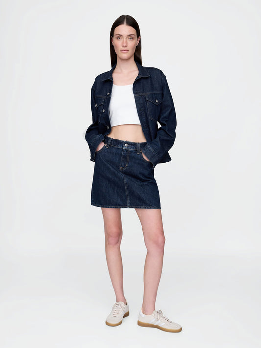 Lacivert Denim Mini Etek