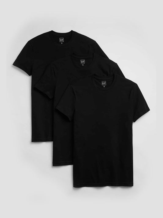 Siyah 3'lü Bisiklet Yaka T-Shirt Set
