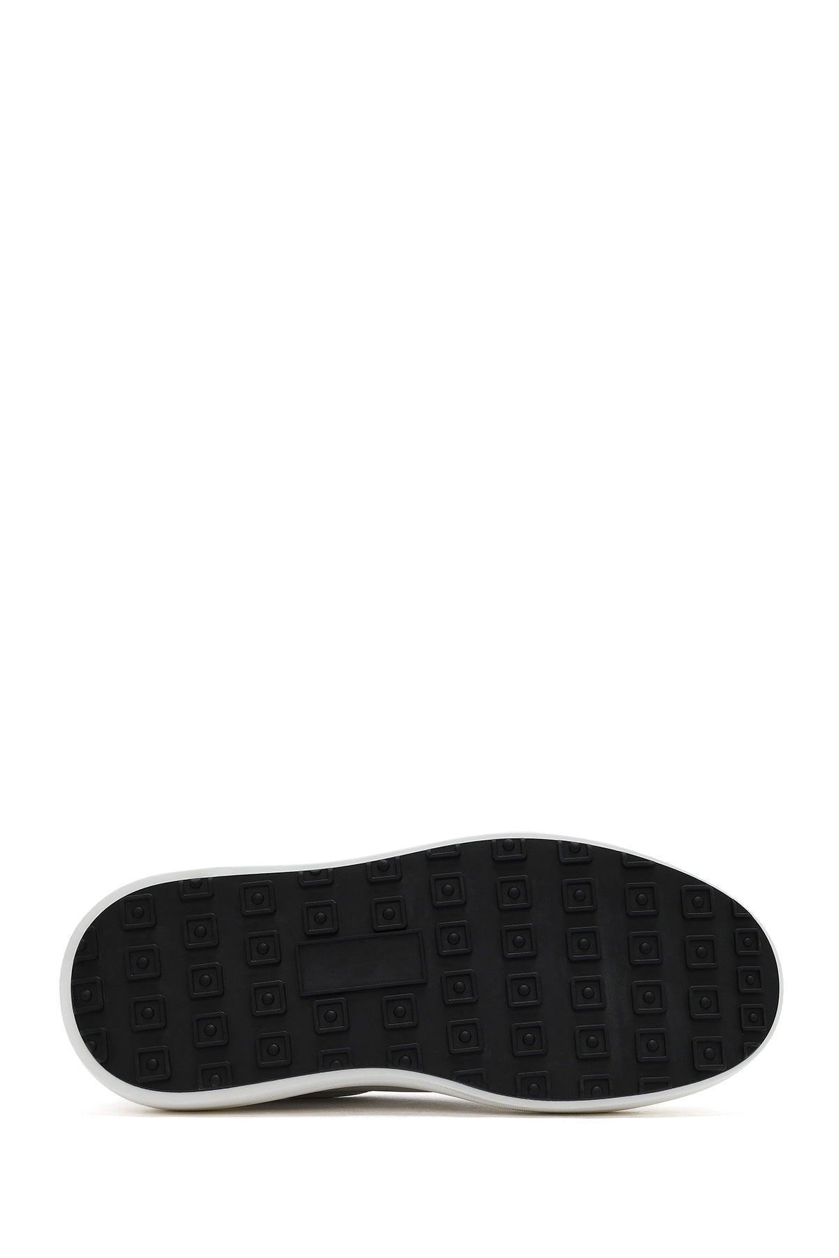 Erkek Beyaz Bağcıklı Kalın Tabanlı Deri Sneaker