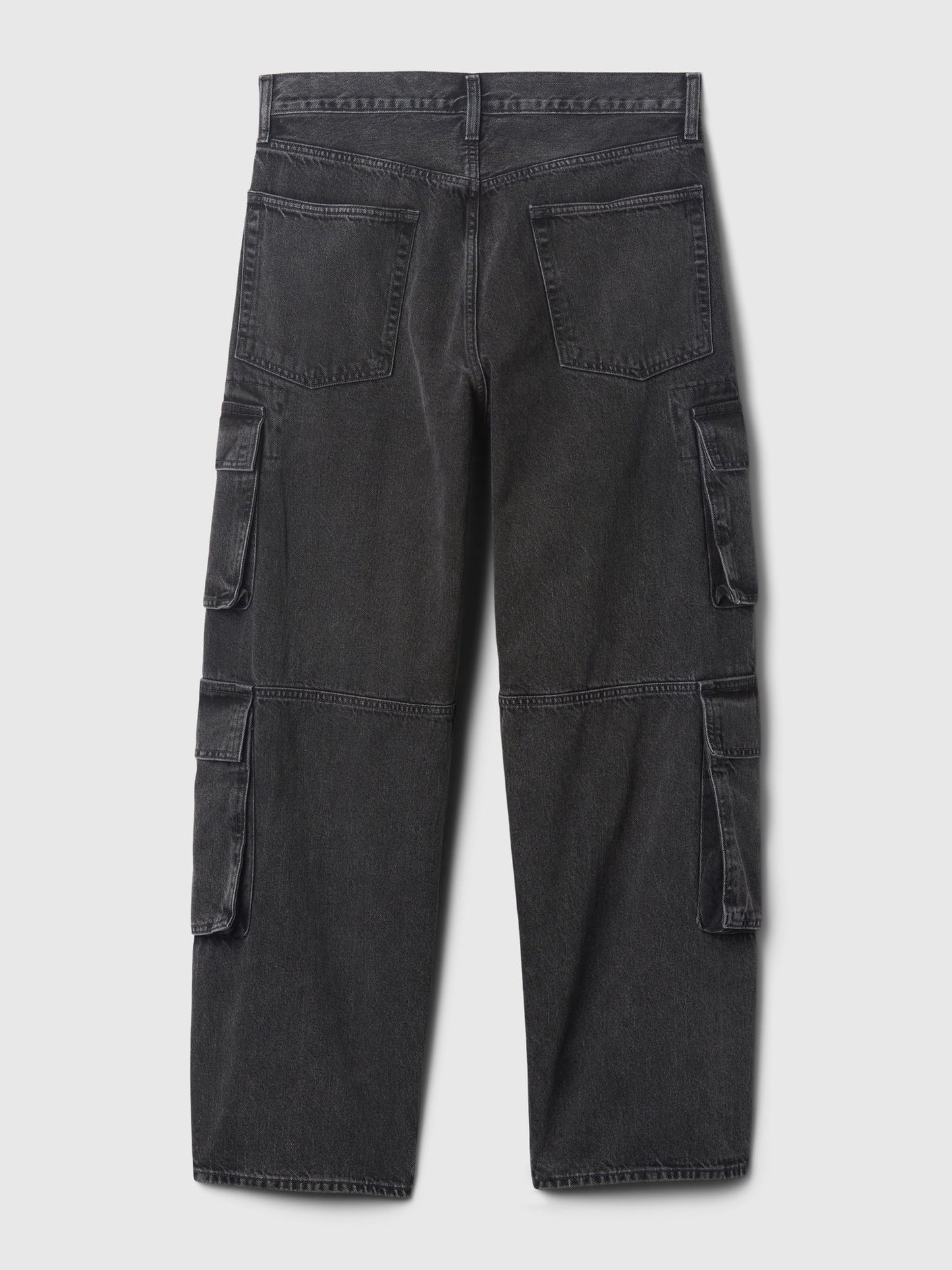 Siyah Double Kargo Baggy Jean Pantolon