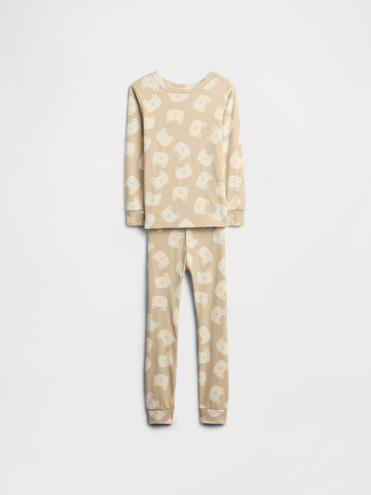 Açık Bej %100 Organik Pamuk Brannan Bear Pijama Takımı