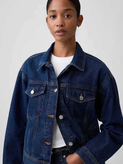 Koyu Mavi Relaxed Icon Denim Ceket