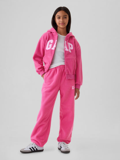 Pembe Gap Logo Fermuarlı Polar Fleece Sweatshirt