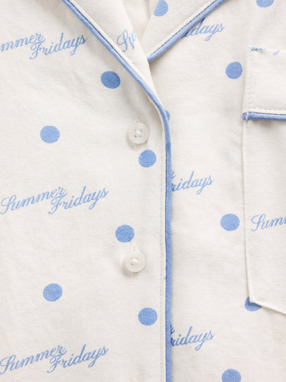 Kırık Beyaz Gap × Summer Fridays Relaxed Flannel Dotted Pijama Üstü