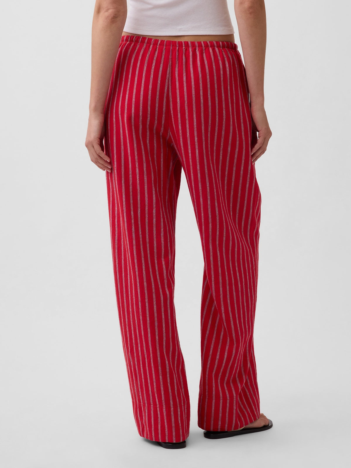 Kırmızı Keten Karışımlı Easy Wide-leg Pantolon