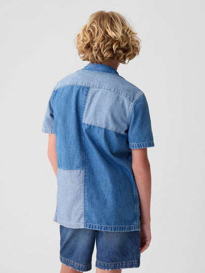 Mavi Patchwork Denim Gömlek