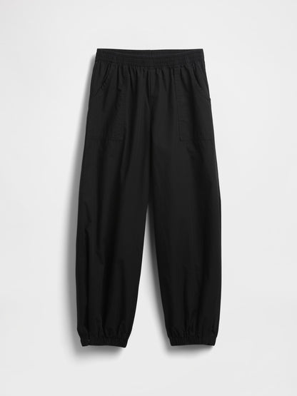 Siyah Poplin Baggy Jogger Pantolon