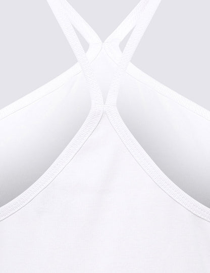 Saf Pamuklu Halter Yaka T-shirt