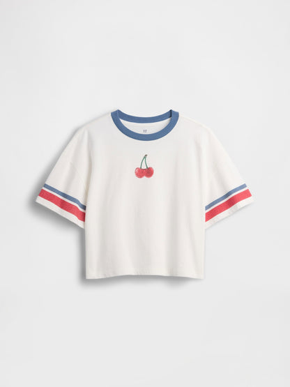 Beyaz Oversized Grafik Baskılı T-shirt