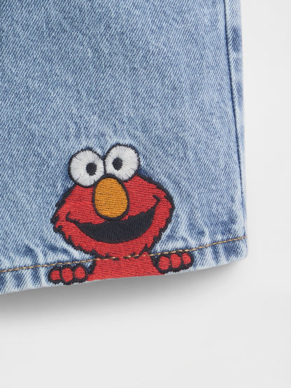 Açık Mavi Sesame Street Pull-on Loose Denim Şort