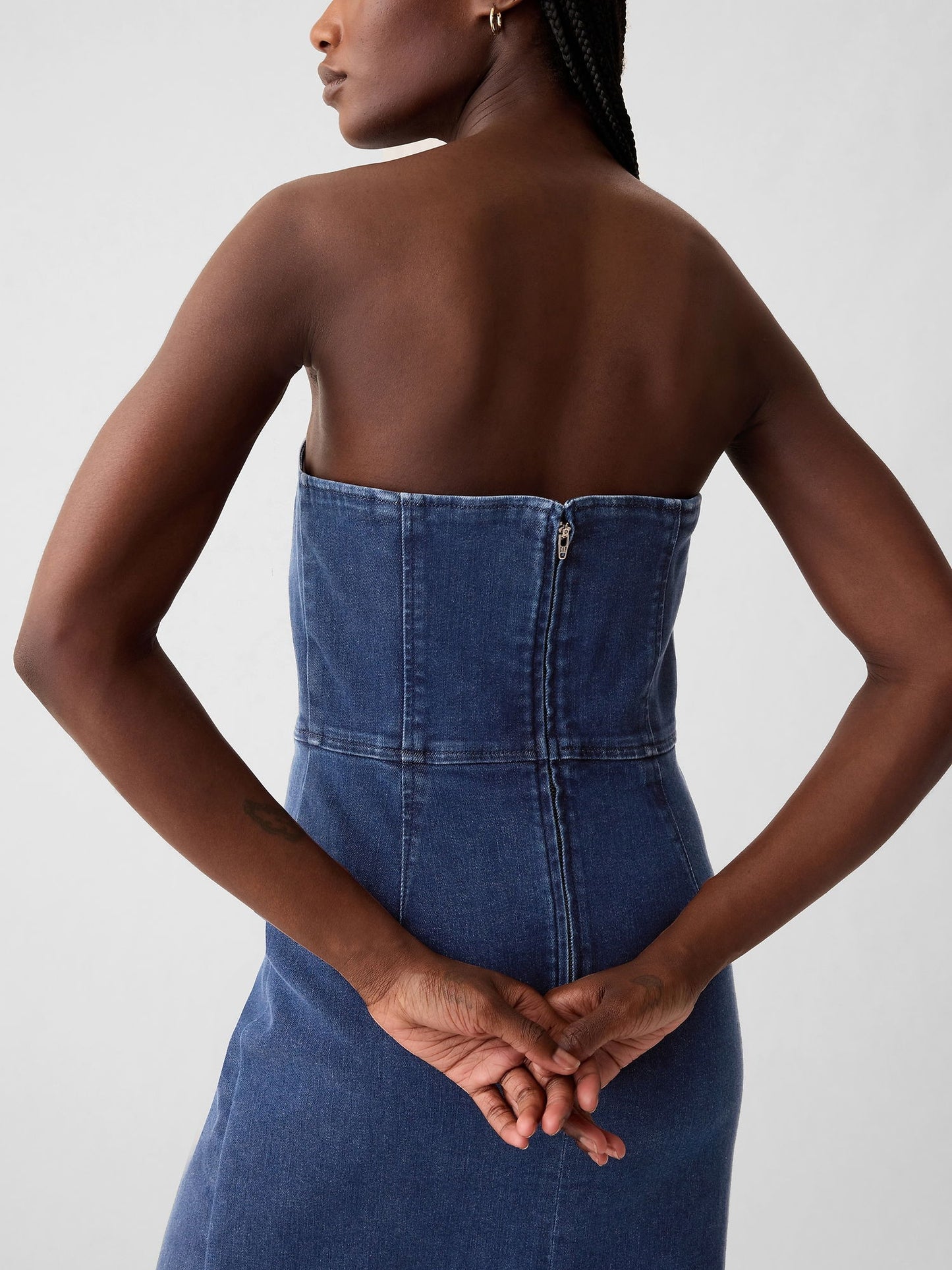 Mavi Straplez Denim Midi Elbise