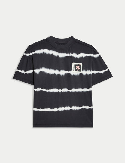 Saf Pamuklu Çizgili Batik T-shirt (2–16 Yaş)