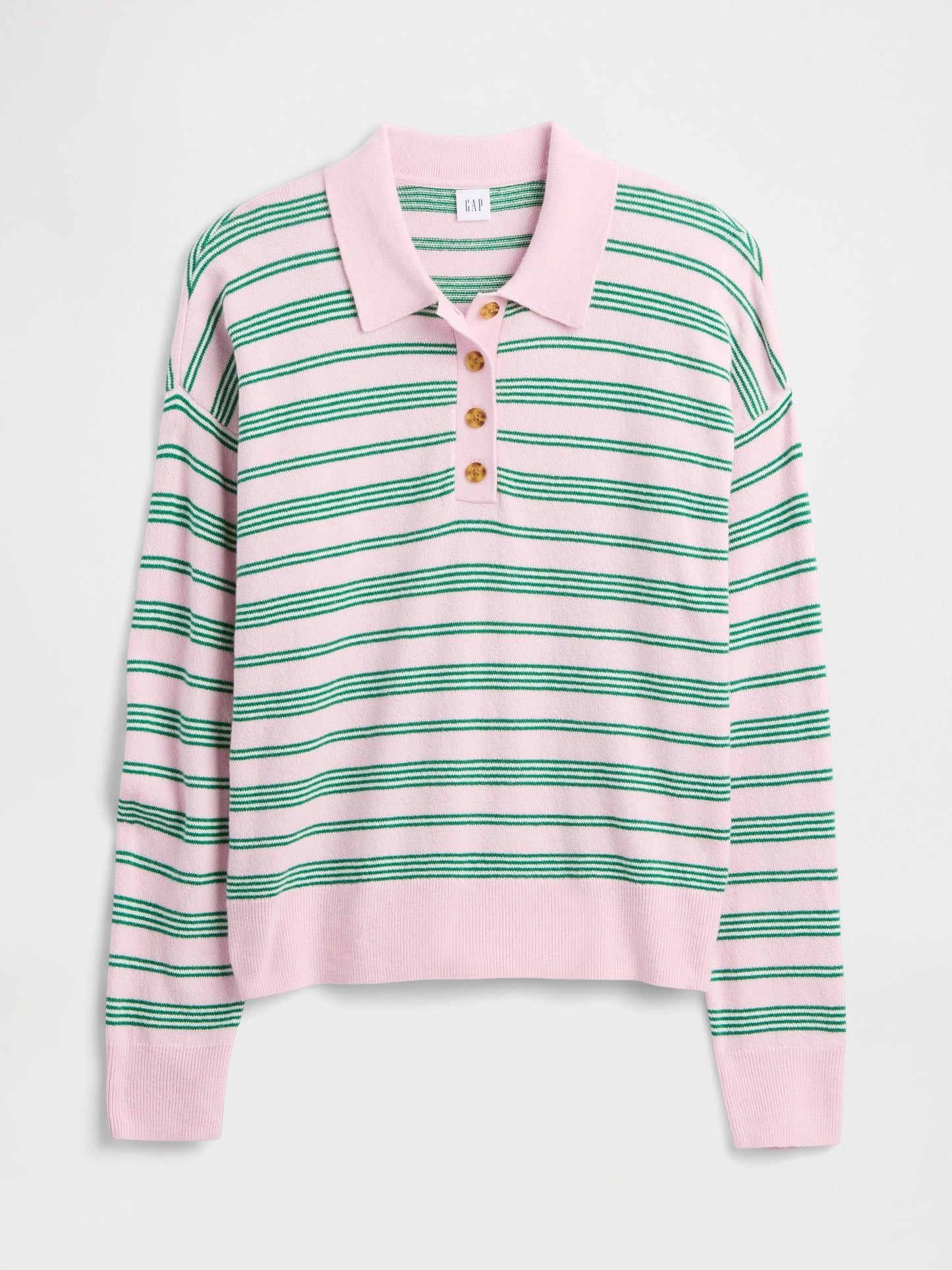Açık Pembe Cashsoft Relaxed Triko Polo Kazak