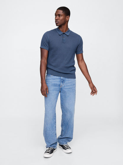 Mavi Polo Yaka Ribana T-shirt