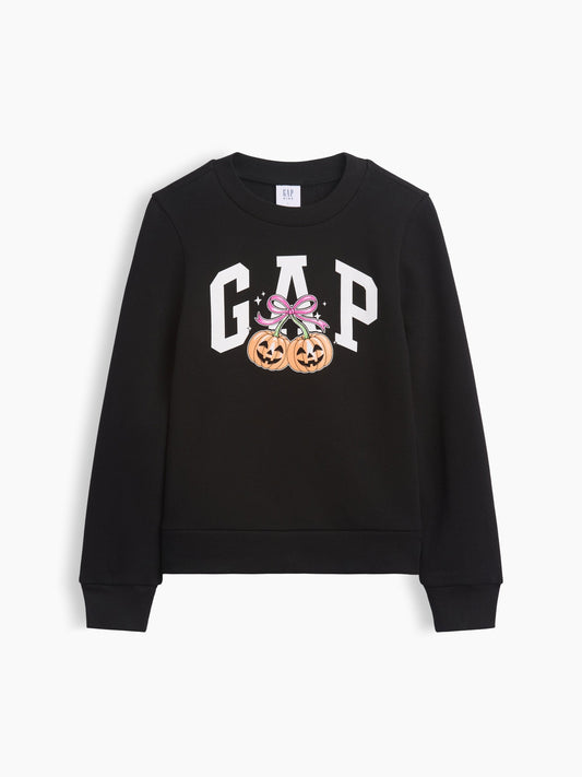 Siyah Bisiklet Yaka Grafik Baskılı Sweatshirt