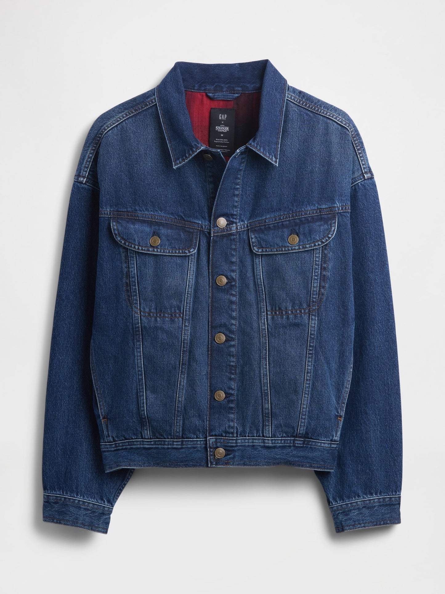 Mavi Stranger Things Flannel-astarlı Icon Denim Ceket