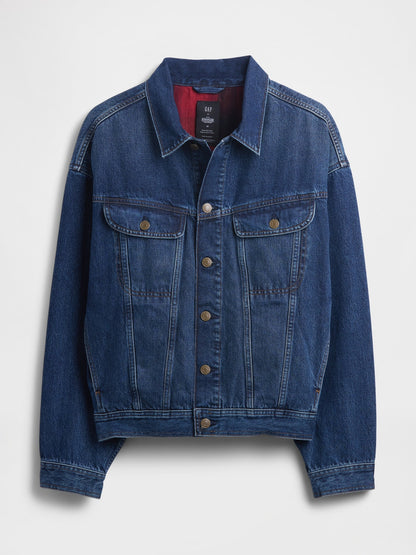 Mavi Stranger Things Flannel-astarlı Icon Denim Ceket