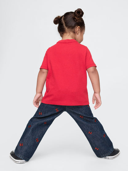 Lacivert Gap × Disney Minnie Mouse Işlemeli Stride Jean Pantolon