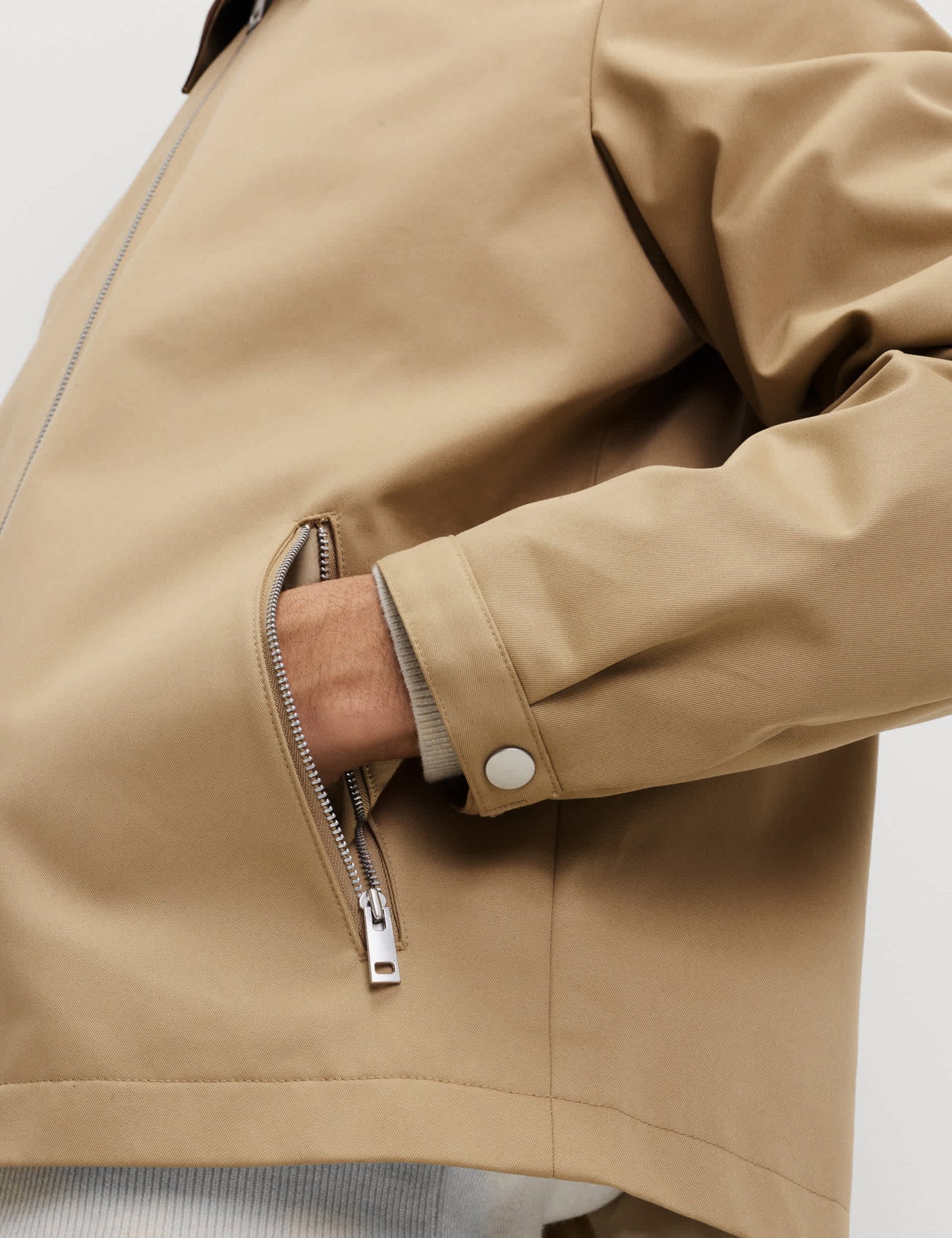 Saf Pamuk Harrington Ceket