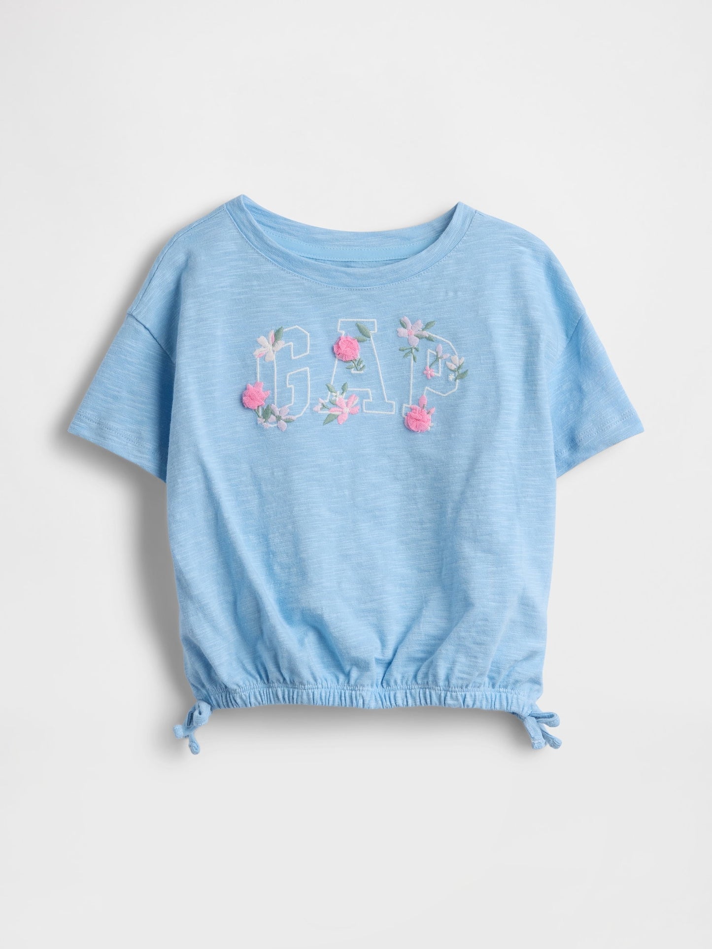 Açık Mavi Organik Pamuk Logo Işlemeli T-shirt
