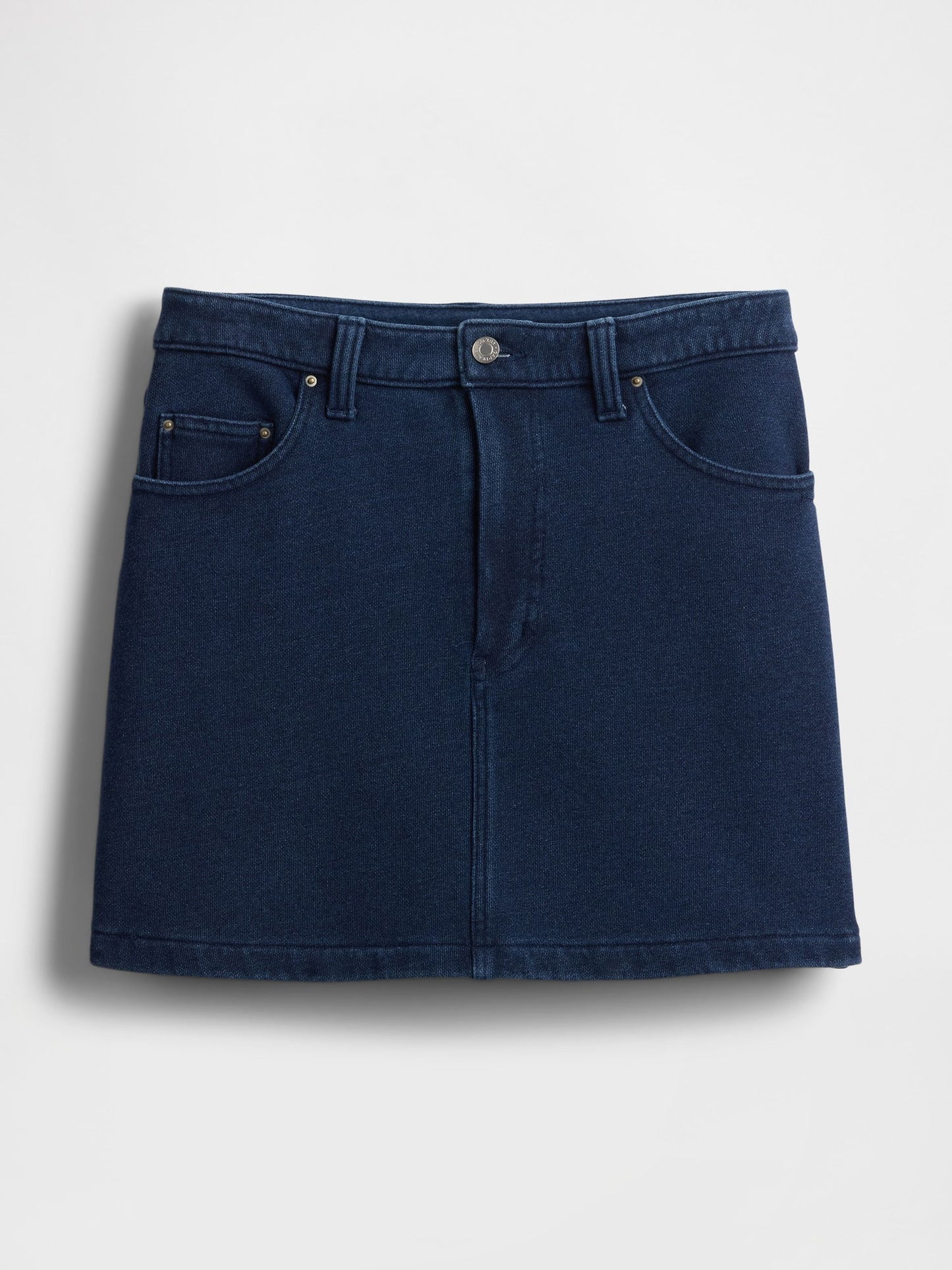 Koyu Mavi Fransız Havlu Kumaş Denim Etek