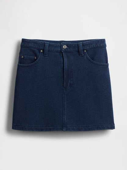 Koyu Mavi Fransız Havlu Kumaş Denim Etek