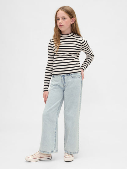 Açık Mavi High Rise Stride Wide-leg Ankle Jean Pantolon
