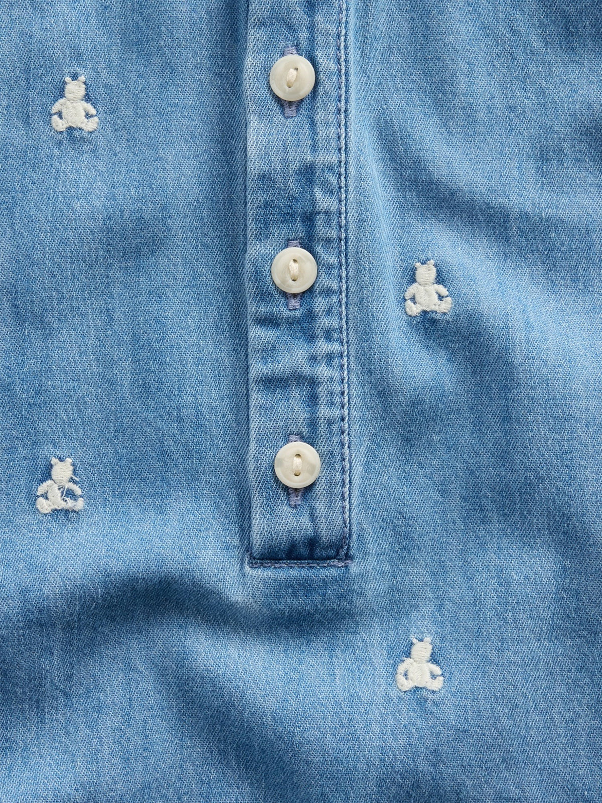 Mavi Işlemeli Brannan Bear Denim Şort Tulum