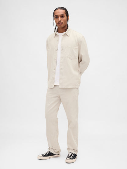 Kırık Beyaz Kordon Kumaş Relaxed Straight Pantolon